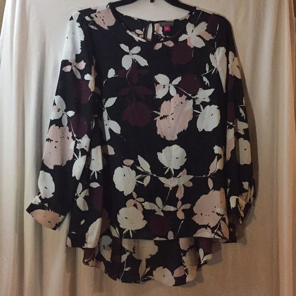 Blouse black with multi color print large